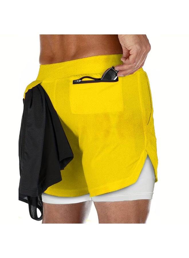 ناكسوس شورتات رياضية للرجال، شورتات رياضية للجري للرجال، شورتات رياضية برباط للرجال، شورتات رياضية فضفاضة بطبقتين وأربعة جيوب - Image 3